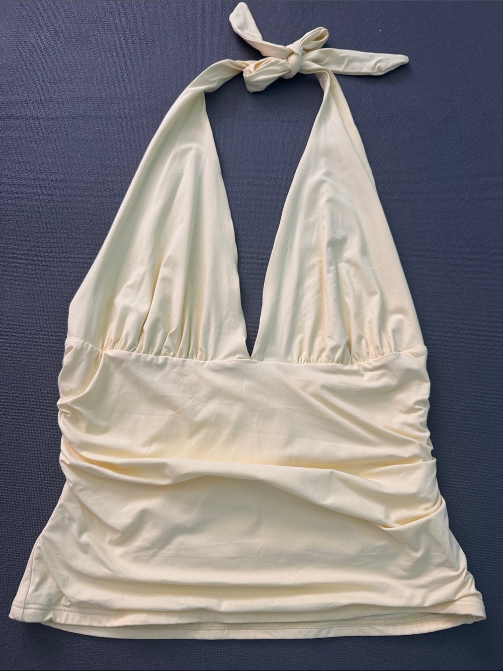 Butter Yellow Halter V-Neck Tank Top